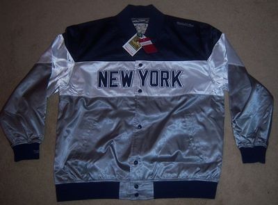 New York YANKEES Throwback MITCHELL NESS Dugout SATIN Jacket/Coat 2XL 