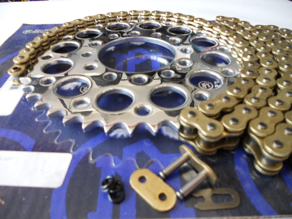 KAWASAKI ZX6R ZX7R ZR ZX10R 525 CHAIN AND SPROCKETS KIT POLISHED P.M.