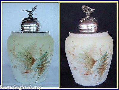 Antique Humidor / Cookie Jar Mt Washington Crown Milano Glass (4024)