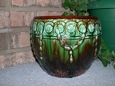 VINTAGE McCoy POTTERY JARDINIERE Weller or ROBINSON ROSEVILLE Green 