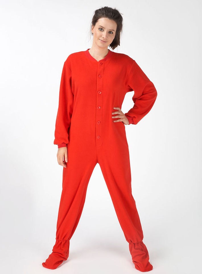   Red Snuggaroo Onesie PJs Footed Pyjamas All In One Fleece Pajamas