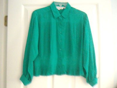 Oscar de la Renta Expressions Silk Blouse in Kelly Green w/Knife 