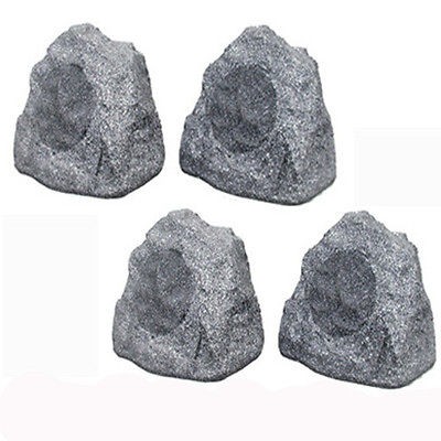  Solutions 4 pcs New Granite Outdoor Garden 8 Rock Speakers 4R8G