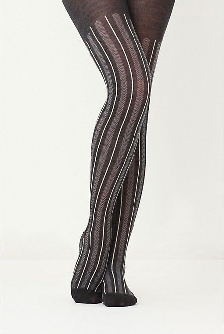 Anthropologie Zipping By Tights Size S/M, Striped, Gray, Tintoretta