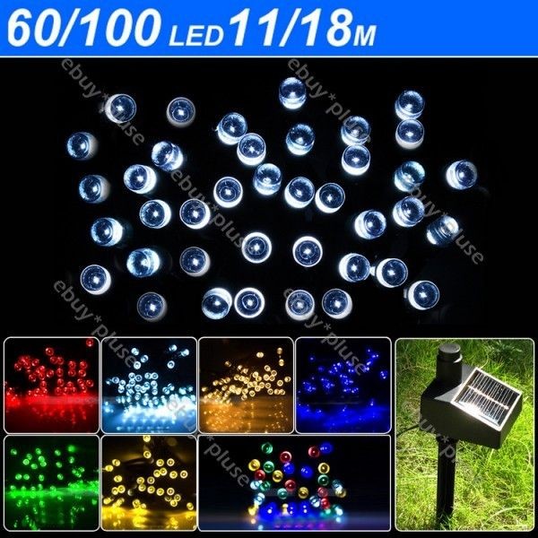 Christmas 60/100 LED Solar Fairy String Garden Outdoor Indoor Xmas 