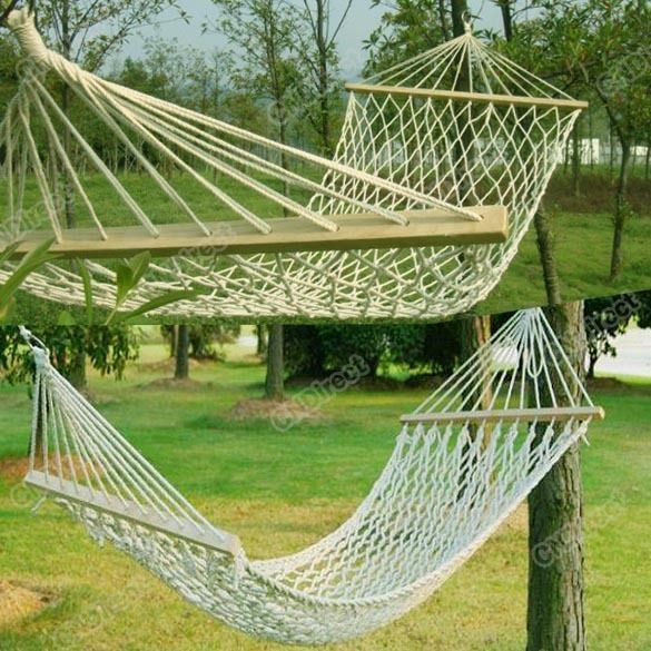   Cotton Double Wide Solid Wood Spreader Outdoor Patio Yard Hammock New