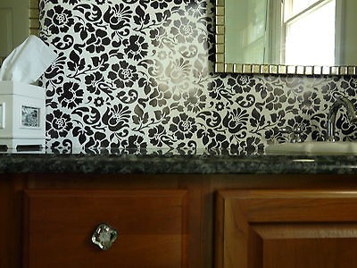 PVC VINYL BLACK AND WHITE FLORAL Peel N Stick CONTACT PAPER