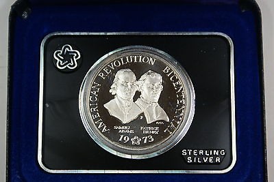 1973 Samuel Adams/Patrick Henry Commemorative Silver Medal w/ Box