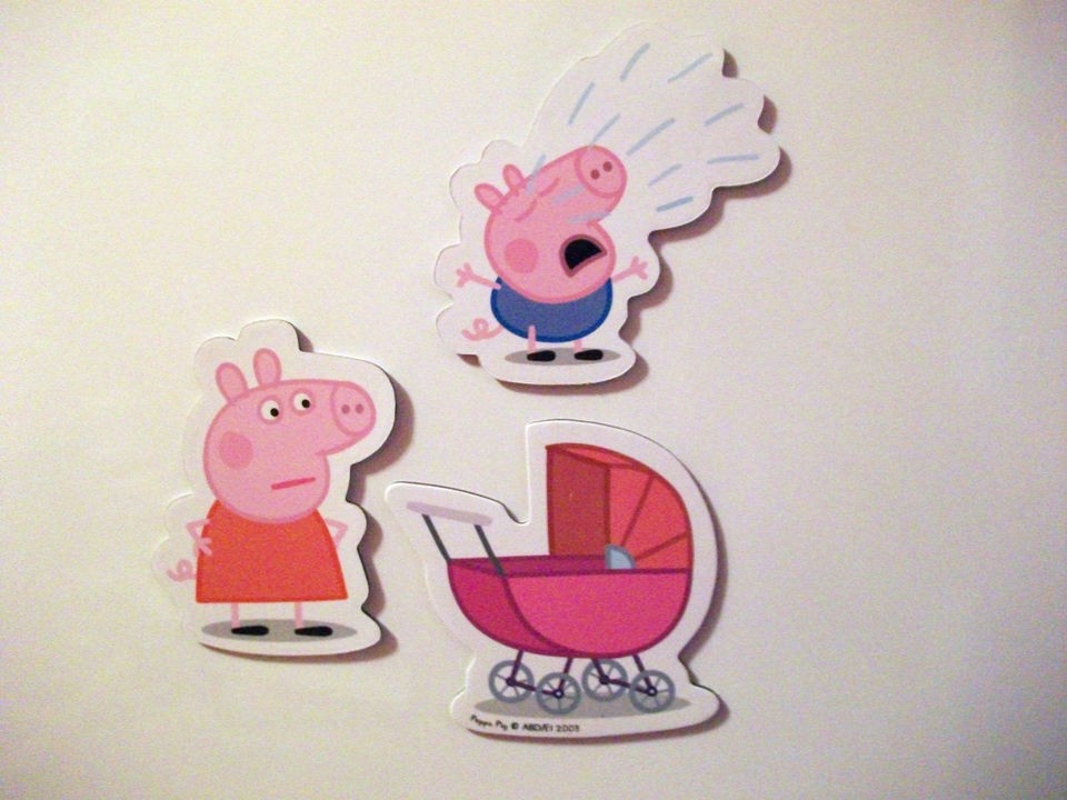 PEPPA /PEPPER PIG BABY PRAM DOUBLE SIDED Fridge Magnets, Toy,NEW Party 