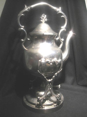   Large Silverplated ornate Tipping / tilter Teapot W/ Stand and Burner