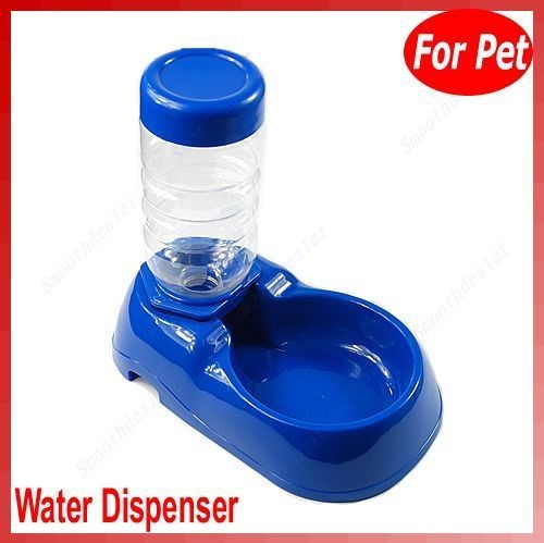 Pet Dog Cat Automatic Water Dispenser Food Dish Bowl Feeder Blue New