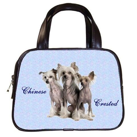   CRESTED DOG PUPPY PUPPIES WOMENS LADIES PICTURE LEATHER HANDBAG BAGS