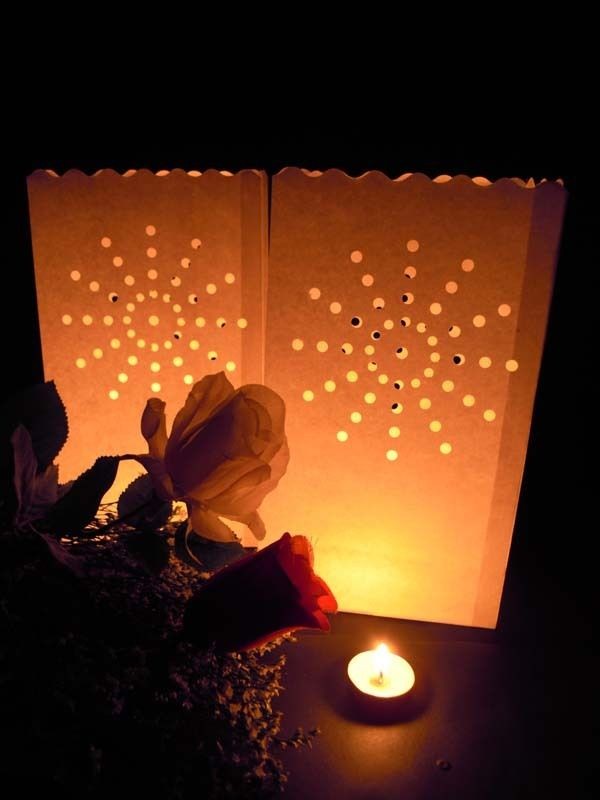   Burst Candle White Paper Bag Lantern Outside Path Decoration Luminara