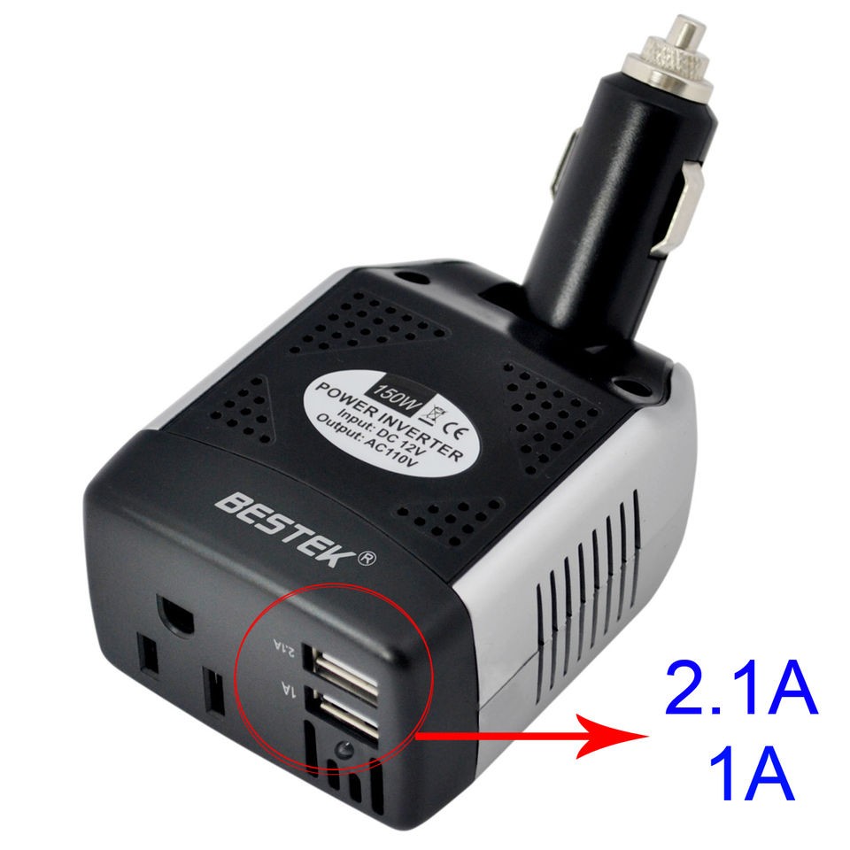 BESTEK dc ac 150w car power inverter laptop adapter samsung htc lg usb 