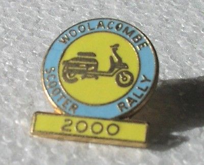 WOOLACOMBE 2000 UK scooter rally mod pin back badge LAMBRETTA Vespa