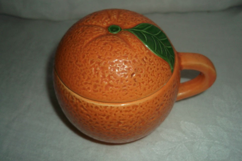 VINTAGE GALLERY ORIGINALS CERAMIC SUGAR BOWL ORANGE FRUIT