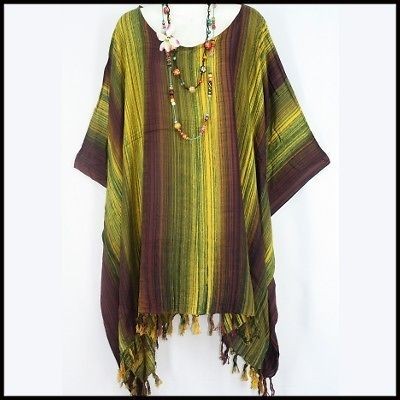   STRIPES PONCHO CAFTAN TUNIC BEACH HIPPY TOP PLUS SIZE 4X 5X 6X