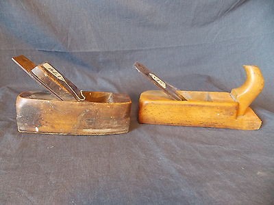 VINTAGE SET OF 2 WOODEN CARPENTERS COFFIN PLANES