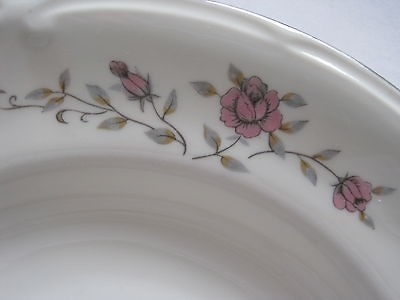 CHODZIEZ POLAND China 8 SOUP SALAD Bowl Shabby Pink Rose Silver Leaf 