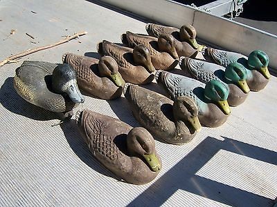 VINTAGE PAPER MACHE DUCK DECOYS & 1 PLASTIC DUCK DECOY, REALLY NEAT 