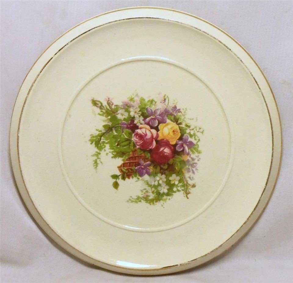 VICTORIAN CHINA TEA POT STAND~DECORATE​D ROSES~BRITANNI​A POTTERY