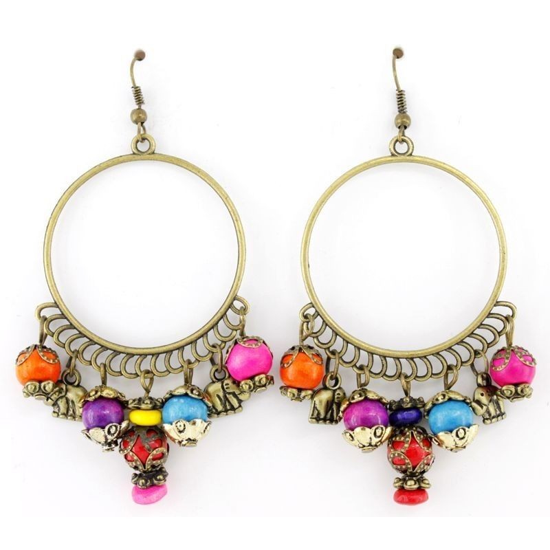 Beautiful Bohemia Gold tone Hoop Beads Dangle Drop Earrings,750 1​3