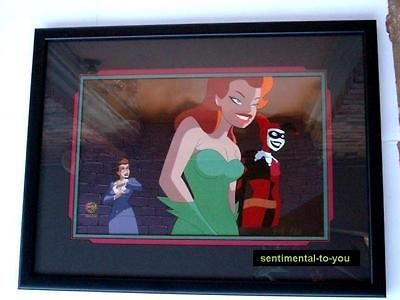 WB Batman Animated Harley QUINN Poison IVY Framed Production Cel Art 