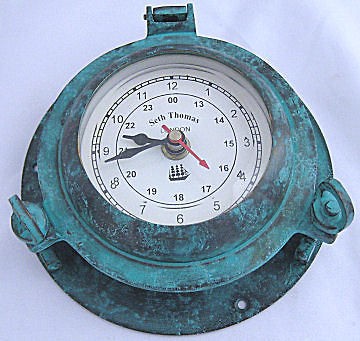 New Seth Thomas 12 24 Porthole Brass Ships Clock Patina