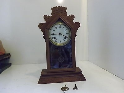Vintage Ansonia Clock Mantel Wood Shelf