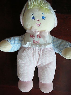 Carters / Prestige Pastel Gingham My First Plush Doll Rattle Blonde 