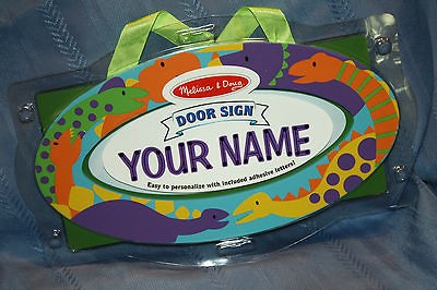 BABY BOYS BLUE GREEN ORANGE DINOSAURS PERSONALIZE NAME WALL HANGING 