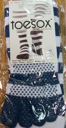 Women ToeSox Full Toe Yoga Knee High Grip Socks, NWT