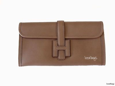 AUTH HERMES JIGE ELAN CLUTCH BAG GRIOLET SWIFT   RARE