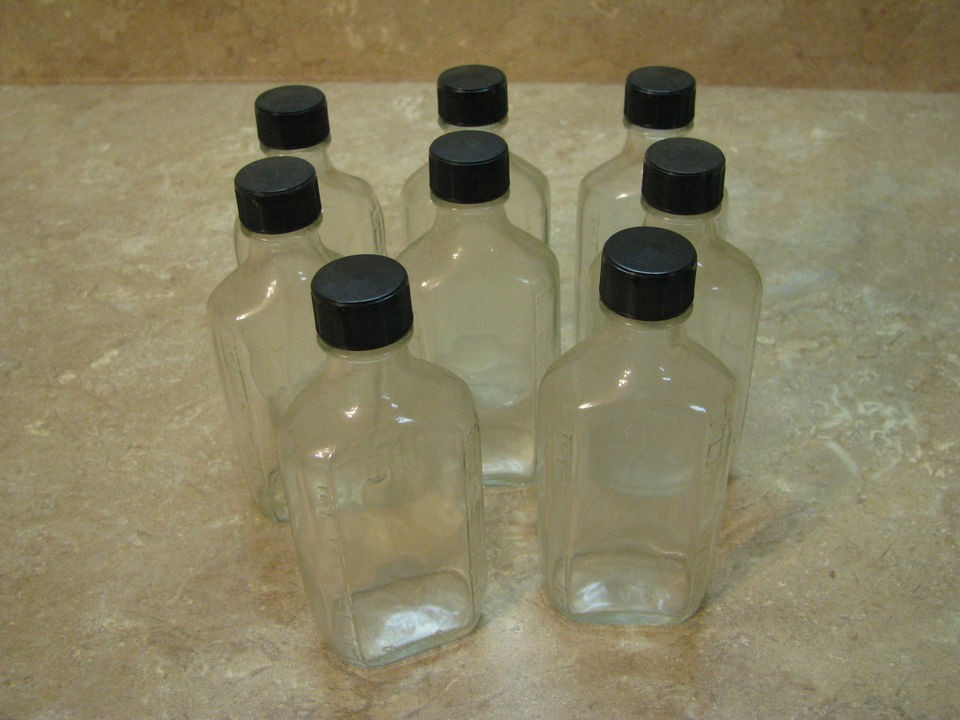 NEW OLD STOCK Duraglas Vtg MEDICINE BOTTLES 3iv 4oz. W/CAPS Home 