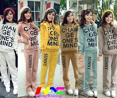 Pop letters pattern ladies fashion three piece fleeces leisure hoodie 