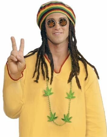 Dreadlocks Hair Hat Rasta Tam Jamaican Man Costume Kit