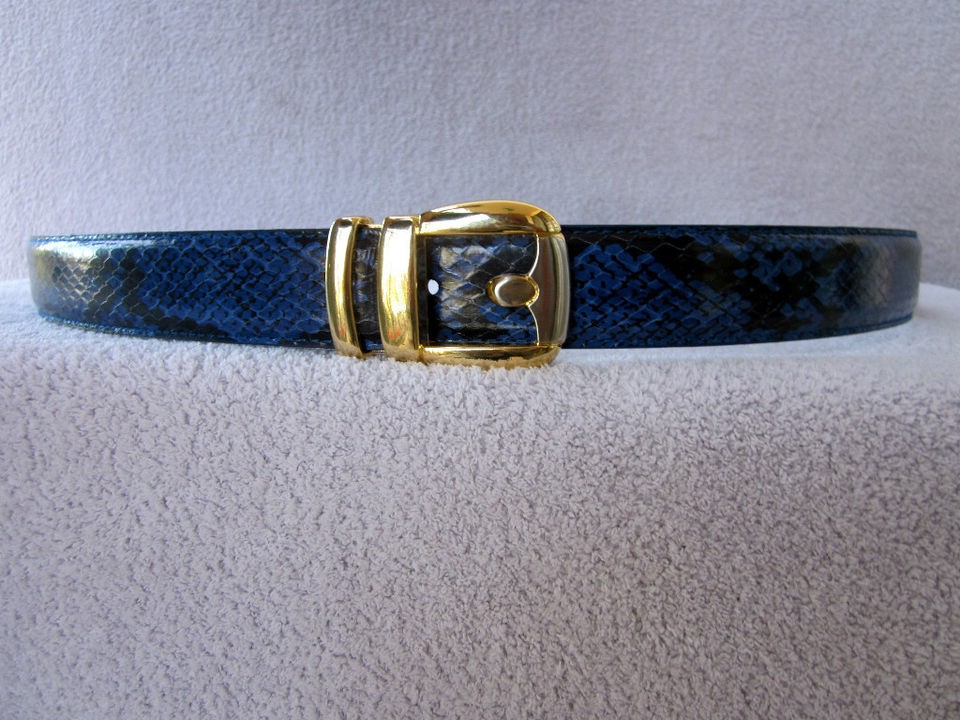 GENUINE ROYAL BLUE PYTHON SNAKE SKIN MENS BELT ALL SIZES & 2 DIFFERENT 