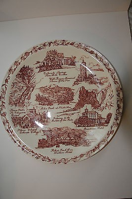 VERNON KILNS COLORADO COLLECTOR PLATE RED & WHITE EXCLUSIVELY FOR 