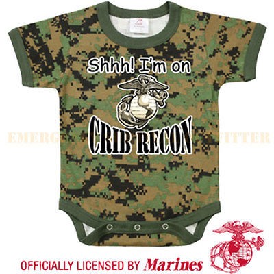 Infant Onesie Onsie USMC Crib Recon Camo One Piece Bodysuit