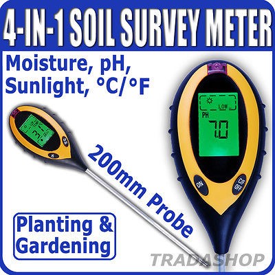   Sun Light Soil Meter Thermometer °C °F Long Probe Plants Grass