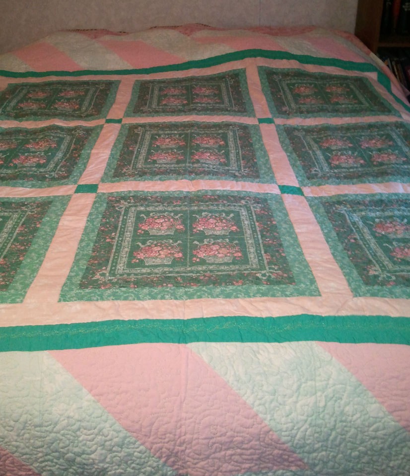 Square Panel Quilt Homemade Machine Sewn