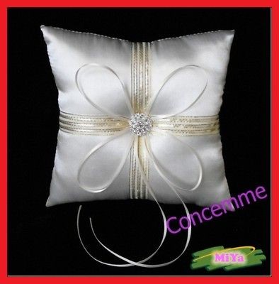 CREAM WEDDING RING PILLOW / CUSHION   SPARKLY CRYSTAL