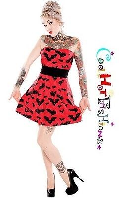 Sourpuss RED Vampire Bat Attack Dress Punk Gothic Goth Psychobilly 