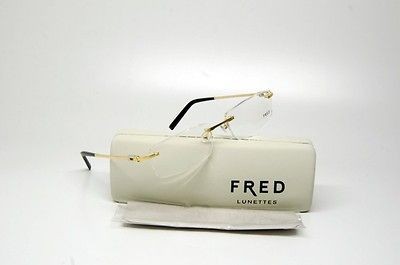 FRED F SAMOA 002 EYEGLASSES GOLD METAL RIMLESS RX FRAME AUTHENTIC