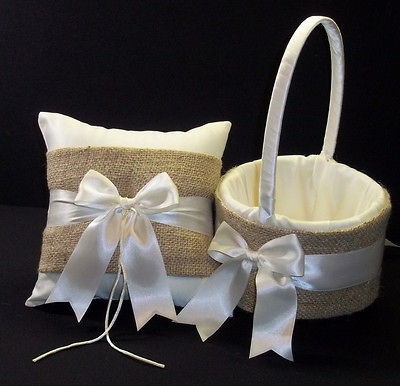 burlap ring pillow in Ring Pillows