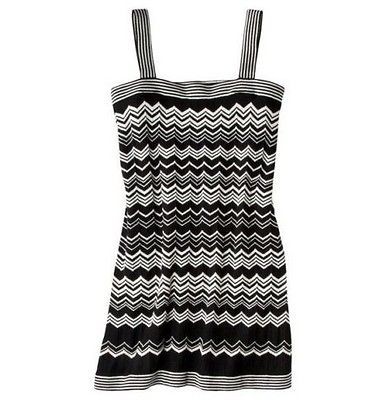 NEW MISSONI FOR TARGET BLACK WHITE ZIG ZAG PRINT TANK SWEATER DRESS 