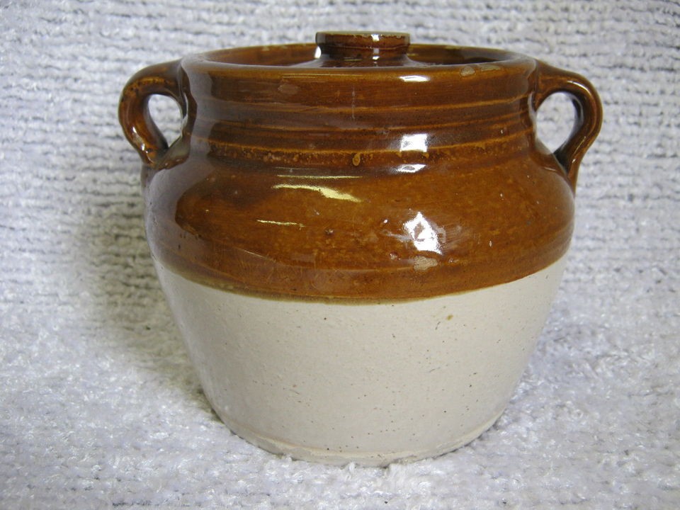 STONEWARE BEAN POT/CROCK WITH LID