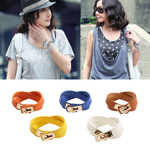   Style Women hand chain Punk Loop Charm Bangles Chain Bracelet BC0050