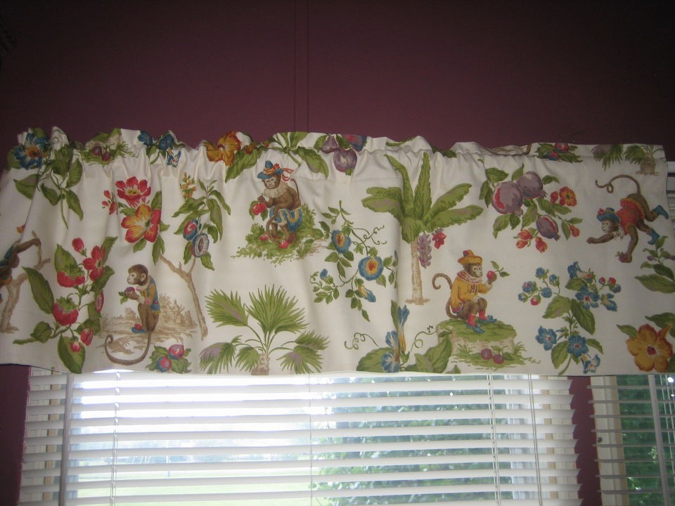 Straight Valance   Monkeys & Floral Print