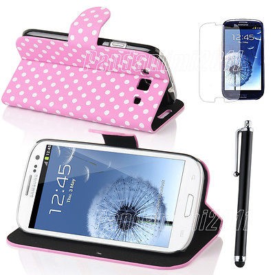   Wallet Case Cover Flip Stand For Samsung Galaxy S3 III i9300 Film